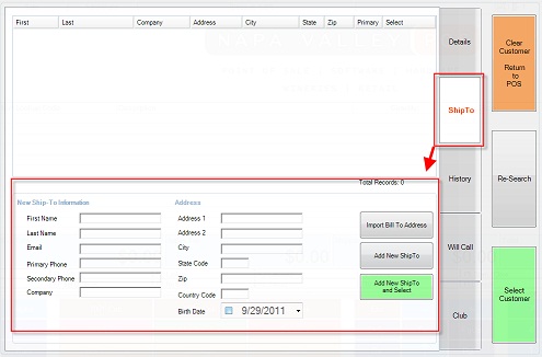 Screenshot of new add shipto feature